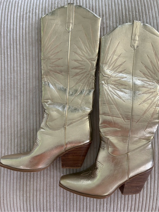 Billini Shoes - Billini Constance Gold Metallic Western Statement Festival Cowboy Boots